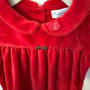 Ralph Lauren Red Velour Christmas Footie